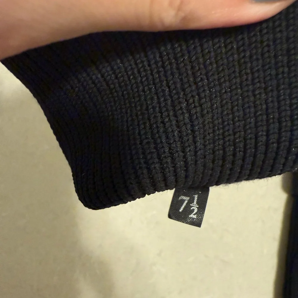 AUTH PRADA WOMENS LEATHER/NYLON CASHMERE LINED GLOVES, SIZE 7.5, MADE IN ITALY